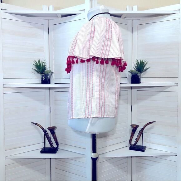 En Crème Red White Striped Oversized Blouse M L - Picture 7 of 8